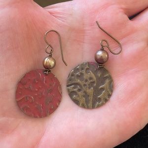 Red & Copper Dangle Earrings – Reversible Look!